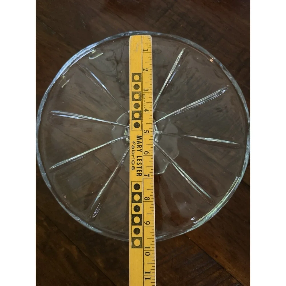 Vintage‎ Clear Glass Pedestal Cake Stand 10 Inch Petal Pattern Dessert Server